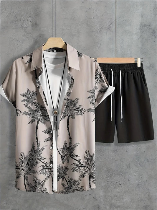 Palm Print Hawaiian Set